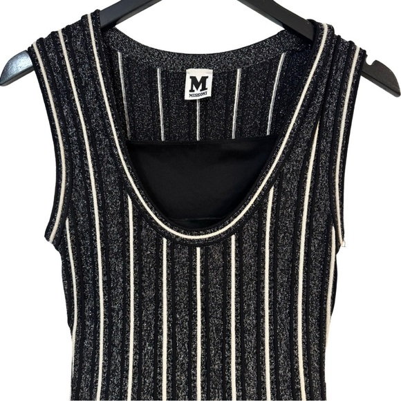 M Missoni Women's US 4 Striped Sleeveless Fit & Flare Dress Short Black White - Picture 8 of 10
